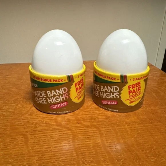 Lot of 2 Vintage L'eggs Leggs Sheer Toe Wide Band Knee Highs Suntan Color One Sz - Picture 7 of 8